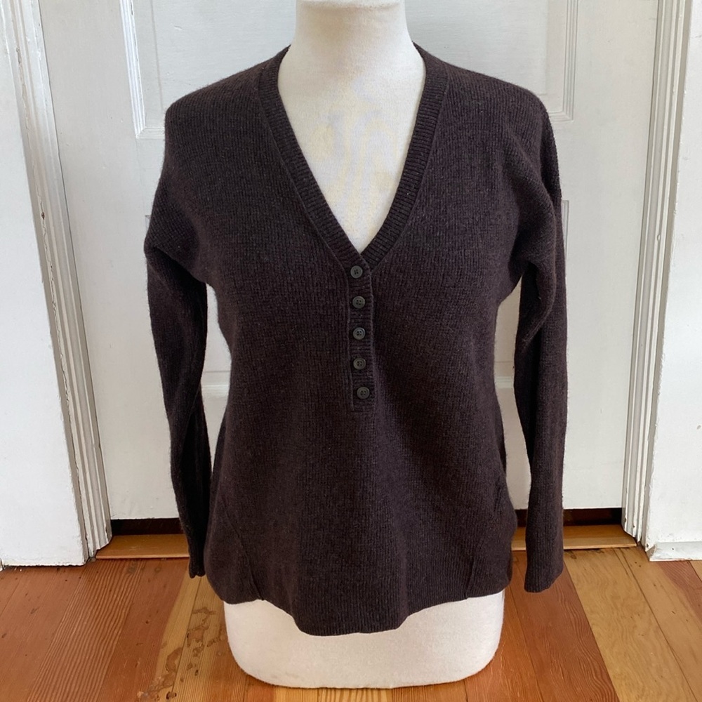 Madewell Wool Blend Brown‎ Henley Sweater XS
